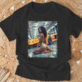 ピンナップガールtシャツ 男性用 ブラックピンナップガール&エキゾチックカー Tシャツ 高齢者への贈り物