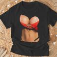 ファニーフェイクビキニボディとおっぱいコスチュームtシャツ Tシャツ 高齢者への贈り物