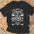 フィールドホッケー 猫 面白い フィールドホッケー Tシャツ 高齢者への贈り物