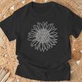 フラワー オブ ライフ ひまわりシャツ、神聖幾何学模様 Tシャツ 高齢者への贈り物