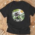 フードデリバリー パンダ おもしろ デリバリースタッフ 配達員 出前 和風 動物 Tシャツ 高齢者への贈り物