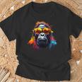 ヘッドフォンとサングラスをかけたdjモンキー音楽パーティーモンキー Tシャツ 高齢者への贈り物