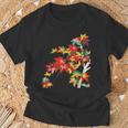 メープルの葉 秋 紅葉 日本美術 花の絵 花 日本画 新版画 Tシャツ 高齢者への贈り物