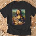 モナリザ 猫とパロディー おもしろアート 絵画 ミーム Tシャツ 高齢者への贈り物