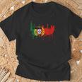 リスボン スカイライン ポルトガル国旗 絵画 ファンアート I Love Lisboa Tシャツ 高齢者への贈り物