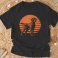 レトロ デザイン カーリー コーテッド レトリバー犬 Tシャツ 高齢者への贈り物