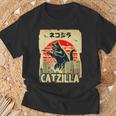 レトロキャットジラtシャツ 陽気な子猫と猫のビンテージポスター Tシャツ 高齢者への贈り物