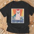 レトロ国立公園 エクアドル コトパクシ ラマ キャンプ Tシャツ 高齢者への贈り物
