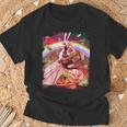 レーザーアイズ 宇宙 猫 ライディング ドラゴン Tシャツ 高齢者への贈り物