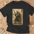 侍亀 日本美術 亀 武士道刀 Tシャツ 高齢者への贈り物