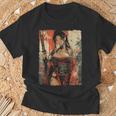 侍戦士 ワイフガール 日本の浮世絵 漫画 サムライ Tシャツ 高齢者への贈り物