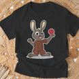 卓球選手 卓球をするかわいいうさぎさん Tシャツ 高齢者への贈り物