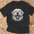 女性と男性のためのグレート ピレニーズ犬の顔のアート デザイン Tシャツ 高齢者への贈り物