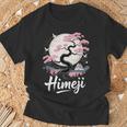 姫路 桜 月 情景 日本の風景 Tシャツ 高齢者への贈り物