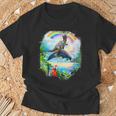 恐竜 ライディング イルカ レインボー イルカ Tシャツ 高齢者への贈り物