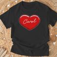 手描きのハートキャロル ファーストネーム ハート I Love Carol Tシャツ 高齢者への贈り物