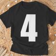 数字 四 数字 4 プレーン 白 数字 Tシャツ 高齢者への贈り物