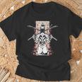 日本のサムライガールとヴィンテージさくら桜ギフト Tシャツ 高齢者への贈り物