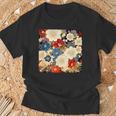 日本のヴィンテージ花柄着物 Tシャツ 高齢者への贈り物