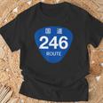 日本の道路標識デザイン国道246号線プリント Tシャツ 高齢者への贈り物