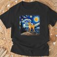 星月夜の犬 ゴッホ 柴犬 Tシャツ 高齢者への贈り物