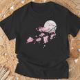 桜の木と月 日本の美しい桜 春 Tシャツ 高齢者への贈り物