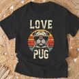 犬愛好家のためのかわいいパグのイラスト Tシャツ 高齢者への贈り物