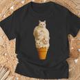 猫 アイスクリーム かわいい ペット 子猫好き 猫 夏 バイブ Tシャツ 高齢者への贈り物