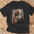 男と狼 長袖tシャツ Tシャツ 高齢者への贈り物
