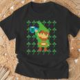 聖パトリックデー 乾杯 ピクセルアート シャムロック ドット絵 レトロゲーム Tシャツ 高齢者への贈り物