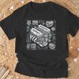 自動車整備士向けの高性能gteエンジン設計図 Tシャツ 高齢者への贈り物
