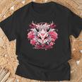 芸者にインスパイアされた日本のおにフラワーマスク Tシャツ 高齢者への贈り物