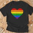 虹 ハート Lgtbq 虹色 虹色の旗 カラフル Tシャツ 高齢者への贈り物