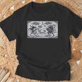 蛙の風神雷神デザイン 和風モノクロアート Tシャツ 高齢者への贈り物