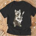 面白いtシャツ シベリアンハスキー 犬 ギター イヌ メンズ グッズ かわいい おもしろ 面白い 服 ネタ Tシャツ 高齢者への贈り物