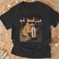 面白いナイトライフ オレンジ 猫 飲酒 ダイエット ドリンク サングラス Tシャツ 高齢者への贈り物