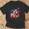 鮮やかなコントラバス アートワーク Tシャツ 高齢者への贈り物