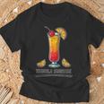 鮮やかなテキーラの日の出ドリンクイラスト Tシャツ 高齢者への贈り物