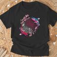 鯉魚フラワーオブライフ神聖幾何学桜アート Tシャツ 高齢者への贈り物