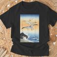 鳥 カモメ 波 海 ヴィンテージ 和 浮世絵 木版画 Tシャツ 高齢者への贈り物