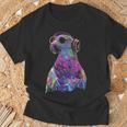 鳩 鳥モチーフ 動物 アート 音楽 ヘッドホン 鳩 Tシャツ 高齢者への贈り物