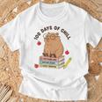 100 Days Of Chill Cute Capybara School Book Lover T-Shirt Gifts for Old Men