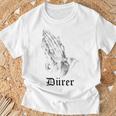 Albrecht Dürer Durer クリスチャンアート 祈りの手 ホワイト Tシャツ 高齢者への贈り物
