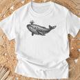 Ballena Boceto Ballena Azul Océano In Mangas Camiseta unisex Regalos para ancianos
