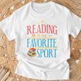 Book Reading Reading Is My Favorite Sport Raglan Baseball Tee T-Shirt Gifts for Old Men