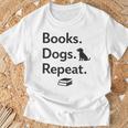 Books Dogs Repeat Shirt Dog Lover Book Lover T-Shirt T-Shirt Gifts for Old Men
