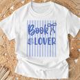 Coquette Book Lover Preppy Blue Stripes Bookworm Reading T-Shirt Gifts for Old Men Coquette Book Lover Preppy Blue Stripes Bookworm Reading T-Shirt Gifts for Old Men