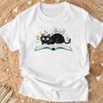Cute Cat On Book Fun Flower Feline Pet Lover Premium Tri-Blend T-Shirt Gifts for Old Men