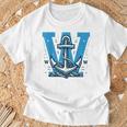 Divertidoelero Azul W Anchor Camiseta unisex Regalos para ancianos