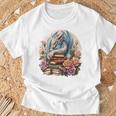 Fantasy Dragon Books Floral Boho Bookworm T-Shirt Gifts for Old Men
